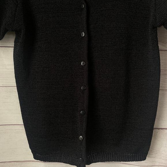 Studio Collection Black Cardigan Sweater Button Up Front Short Sleeve Size M - Picture 5 of 16